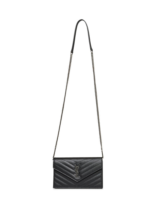 Saint Laurent Cassandre Wallet — Black Calfskin