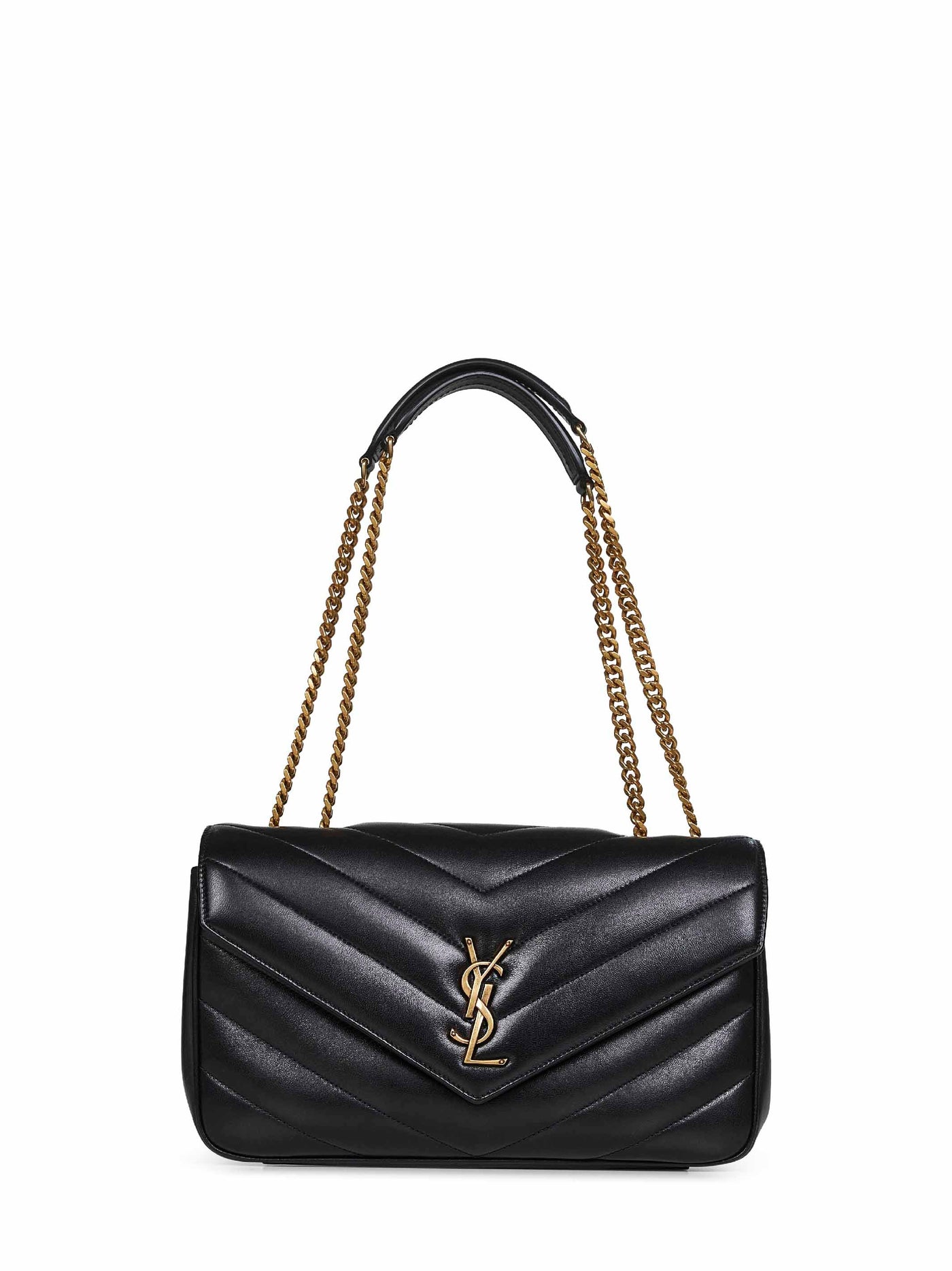 Saint Laurent Loulou Shoulder Bag — Black Lambskin