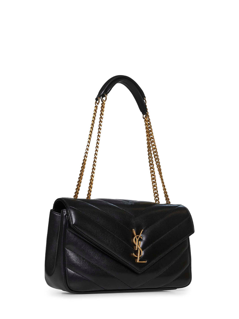 Saint Laurent Loulou Shoulder Bag — Black Lambskin