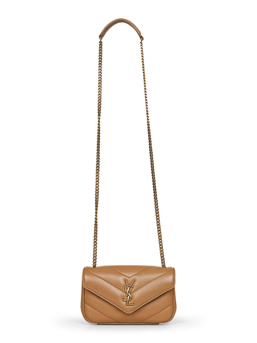 Saint Laurent Loulou Crossbody Bag — Beige Calf Leather