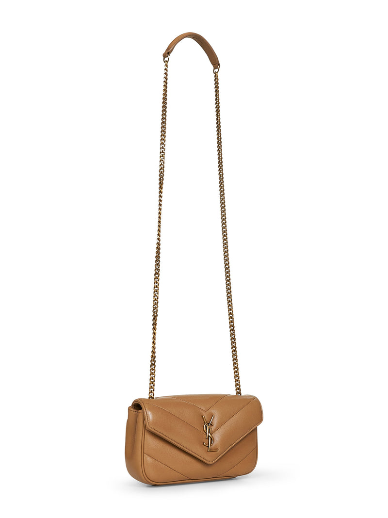 Saint Laurent Loulou Crossbody Bag — Beige Calf Leather