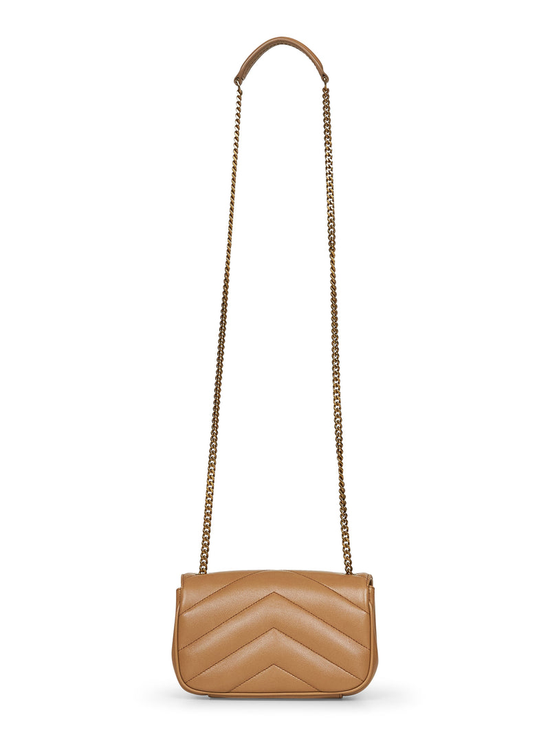 Saint Laurent Loulou Crossbody Bag — Beige Calf Leather