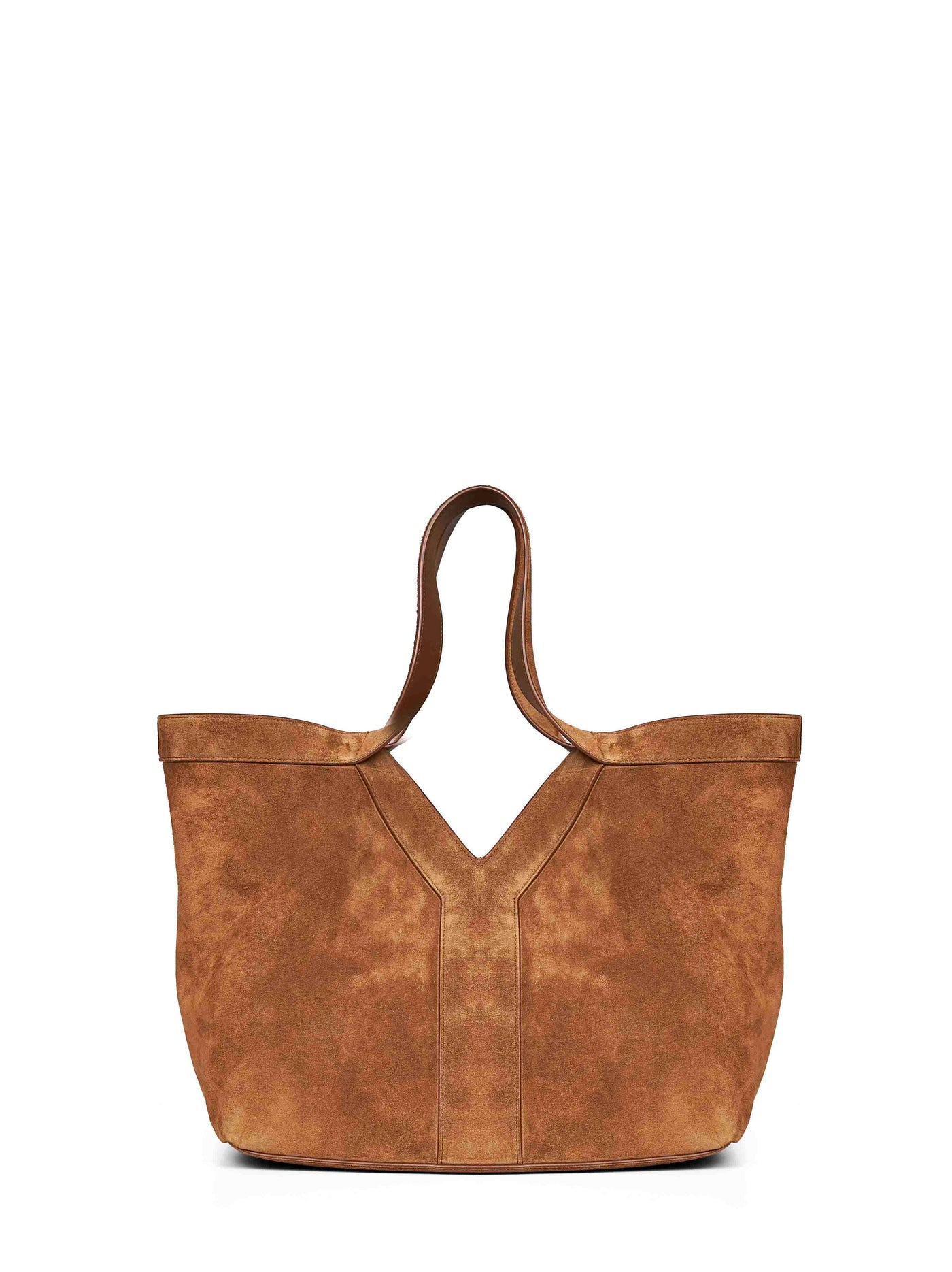 Saint Laurent Y-Stitched Calf Leather Shoulder Bag — Brown