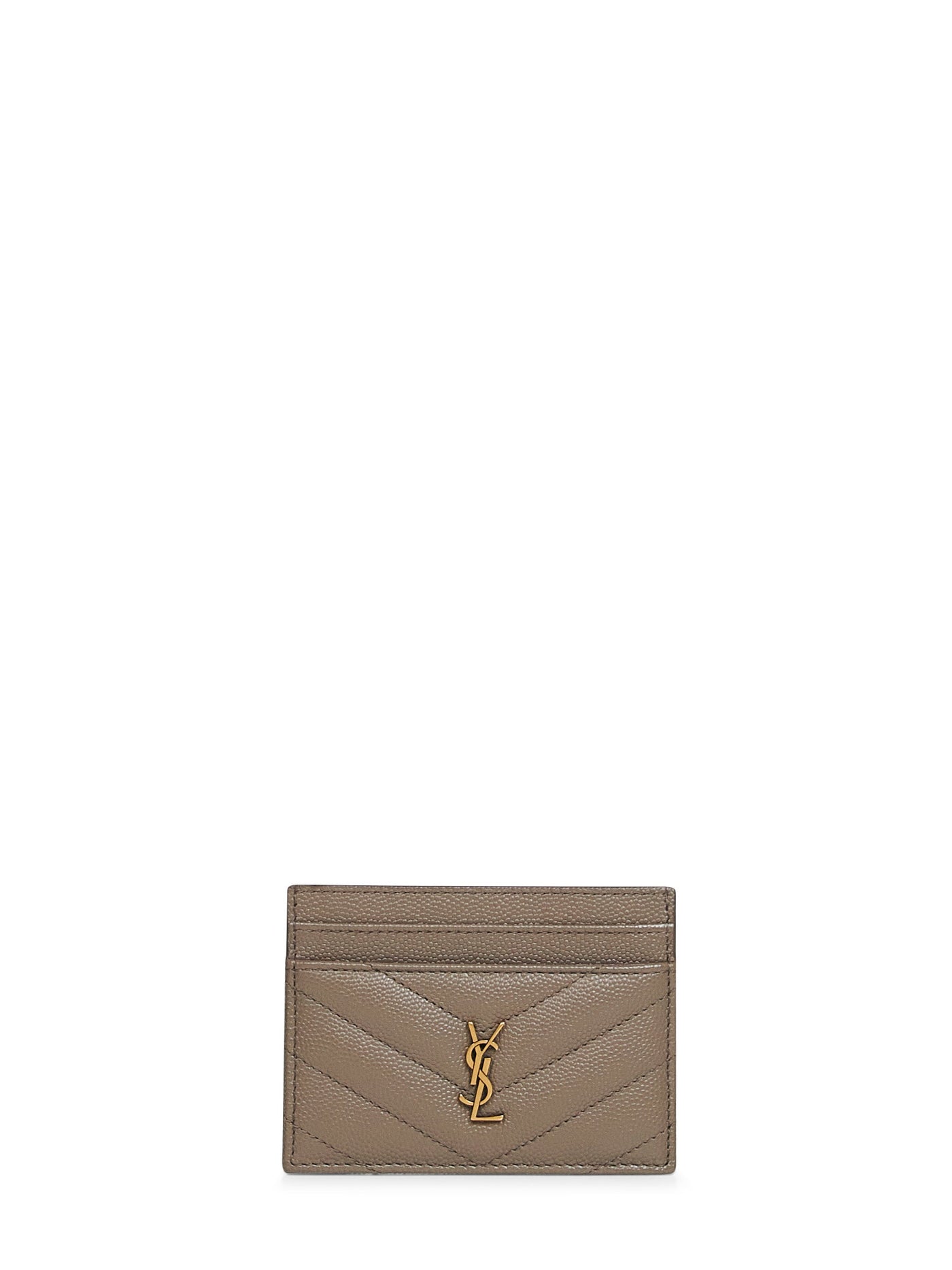 Saint Laurent Cassandre Card Case — Taupe Calfskin Wallets & Purses