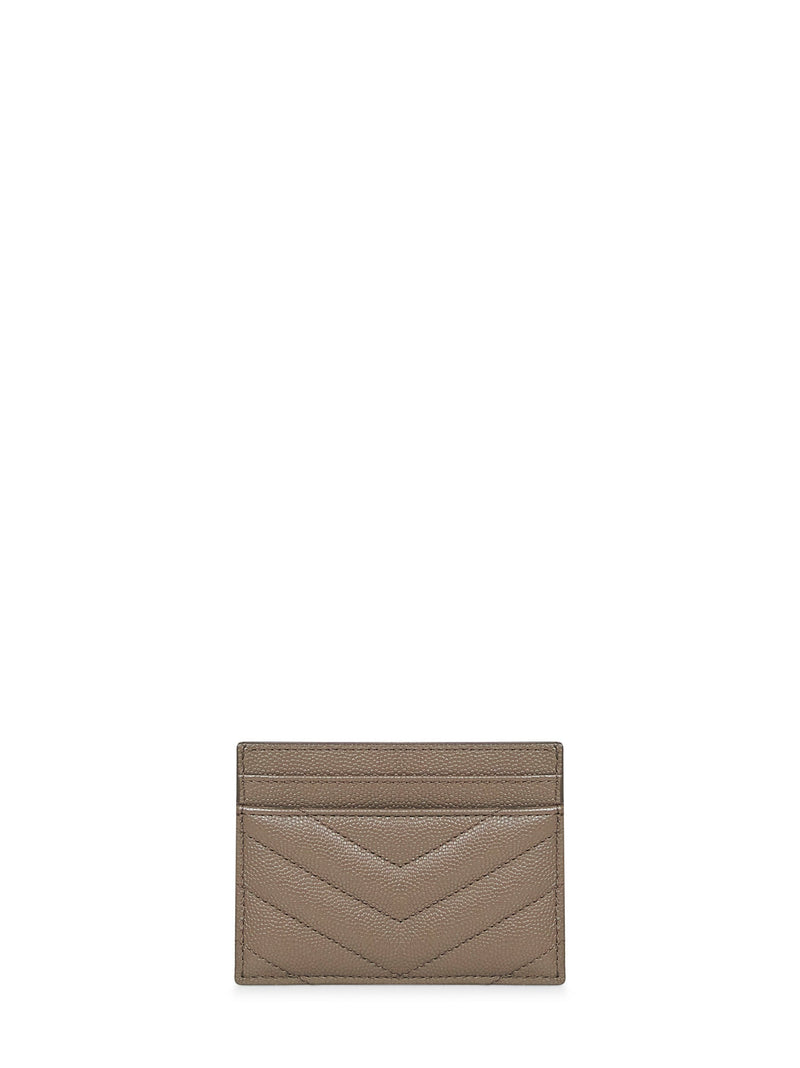 Saint Laurent Cassandre Card Case — Taupe Calfskin Wallets & Purses