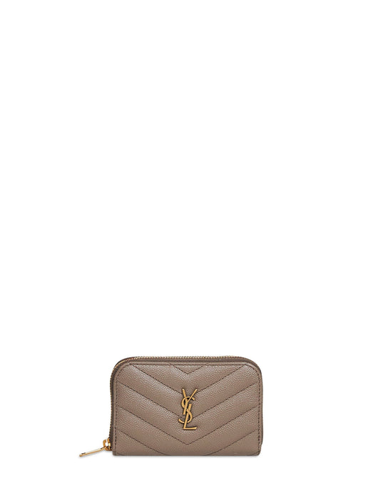 Saint Laurent Cassandre Wallet — Taupe Calfskin & Purses