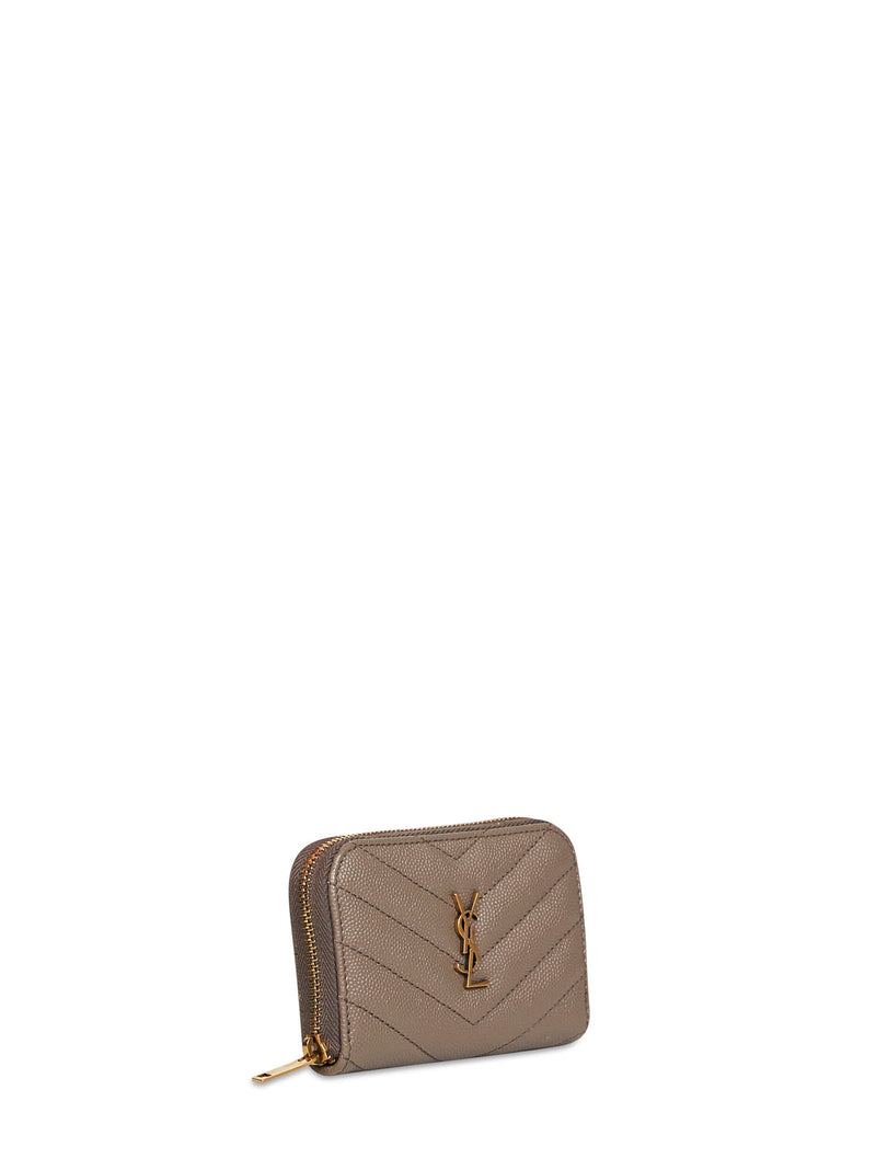 Saint Laurent Cassandre Wallet — Taupe Calfskin & Purses