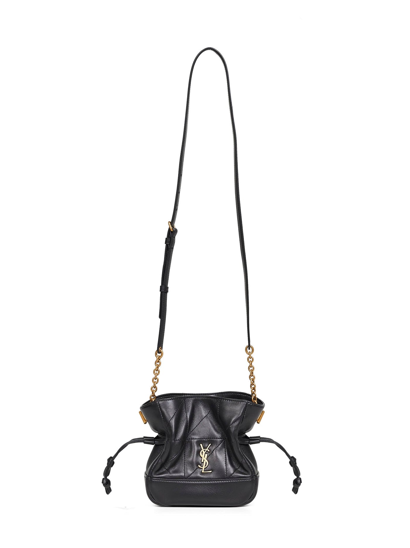 Saint Laurent Mini Shoulder Pouch — Black Lambskin