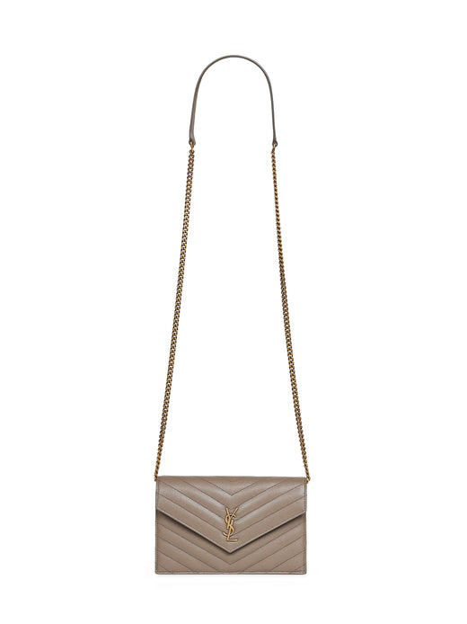 Saint Laurent Cassandre Envelope Wallet — Gray Calfskin