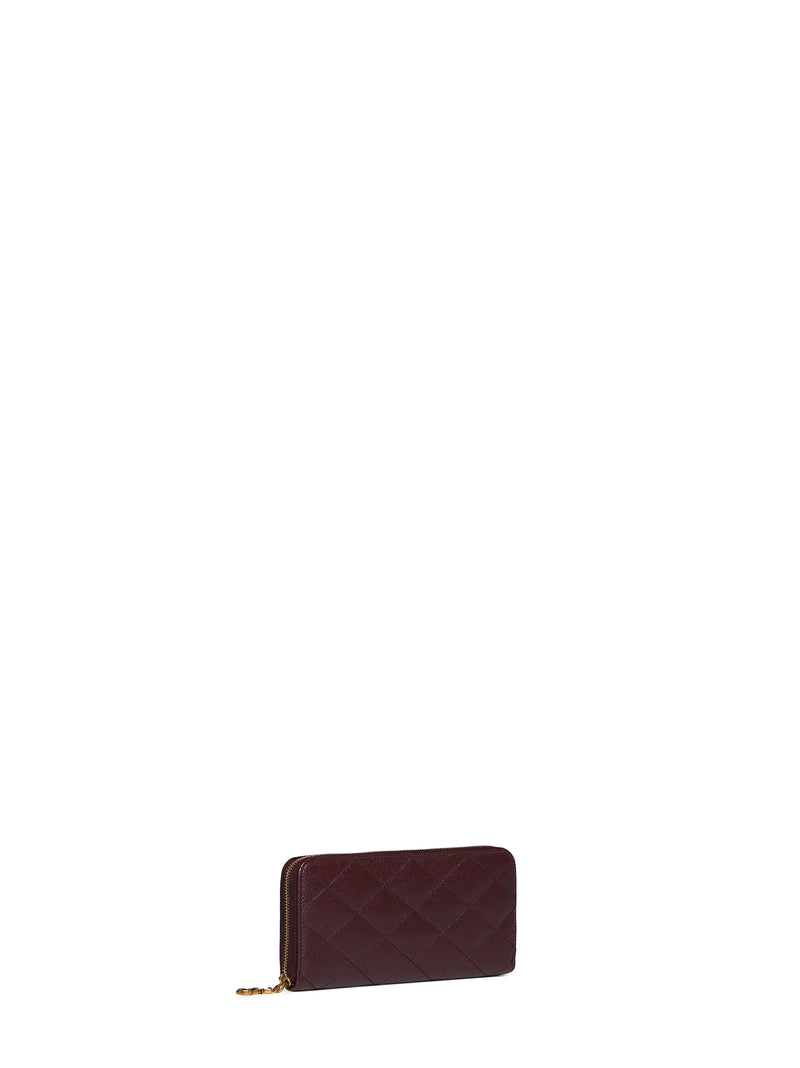 Saint Laurent Cassandre Bijou Wallet — Bordeaux Calfskin