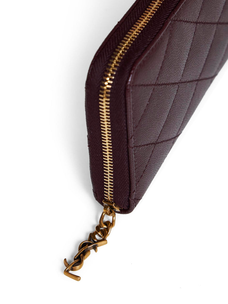 Saint Laurent Cassandre Bijou Wallet — Bordeaux Calfskin