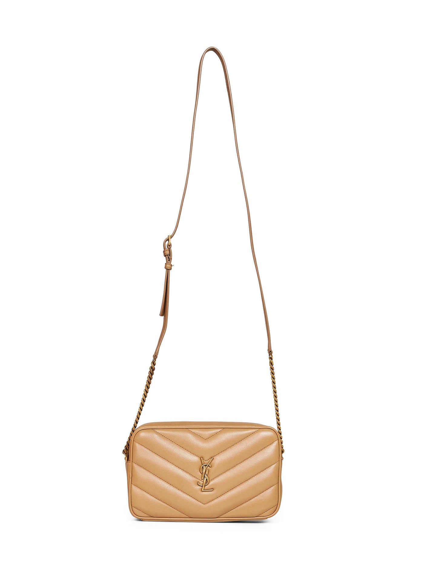 Saint Laurent Loulou Shoulder Bag — Beige Lambskin