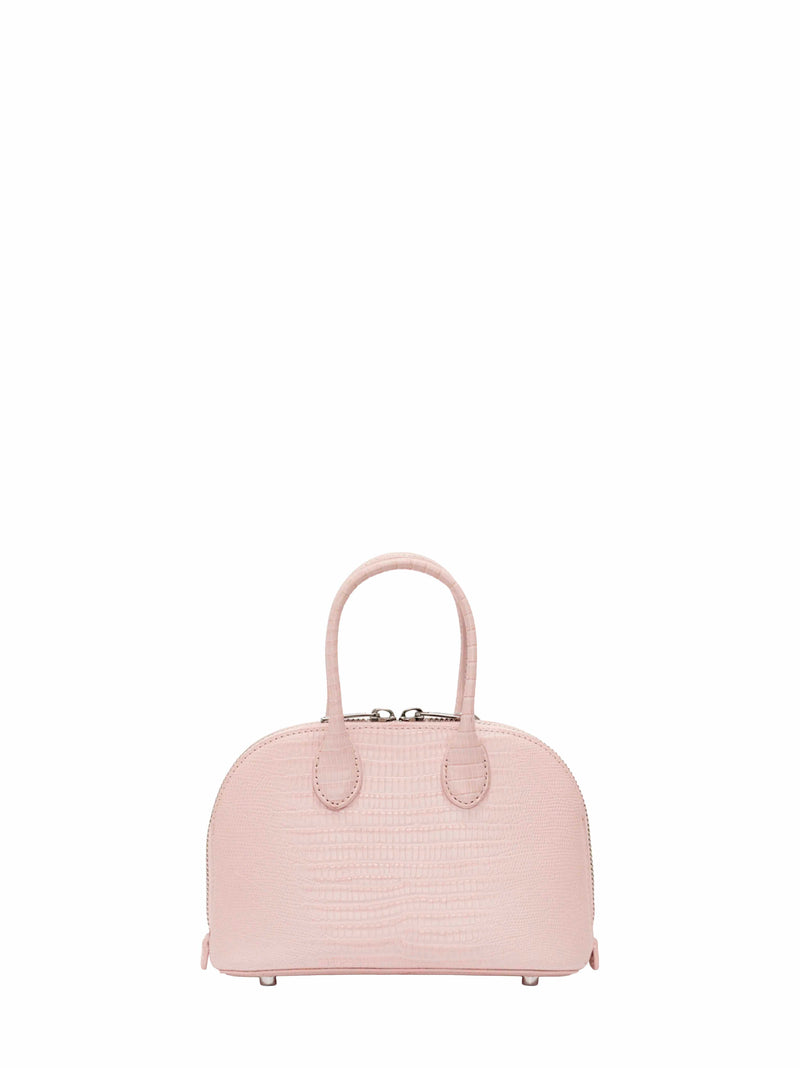 Self-Portrait Lizard-Embossed Leather Top Handle Bag — Pink