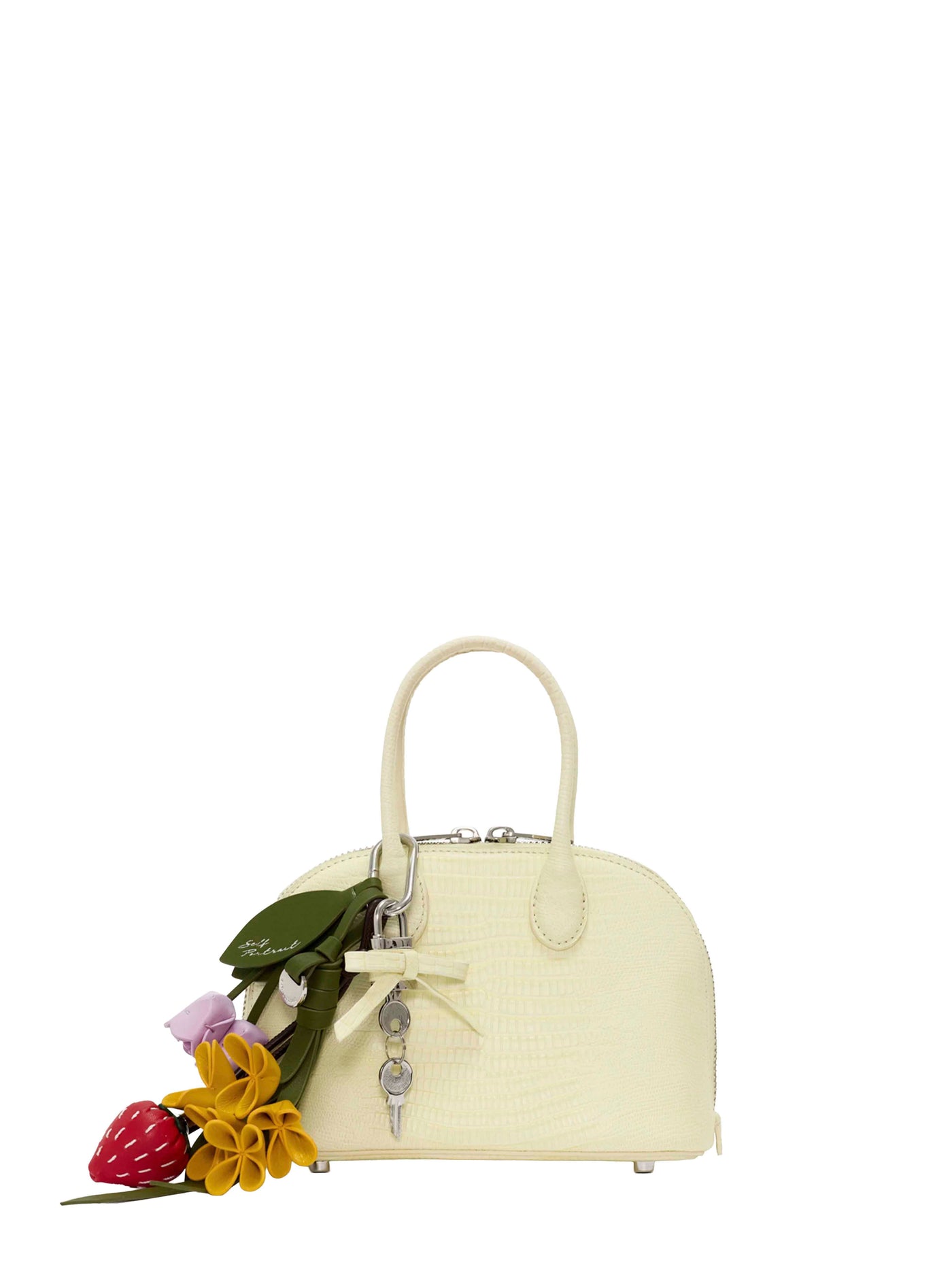 Self-Portrait Lizard-Embossed Leather Shoulder Bag — Yellow