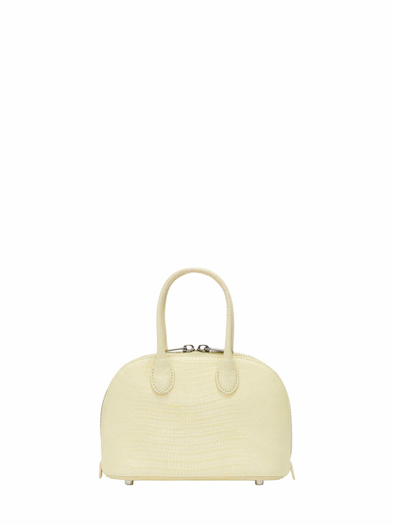 Self-Portrait Lizard-Embossed Leather Shoulder Bag — Yellow