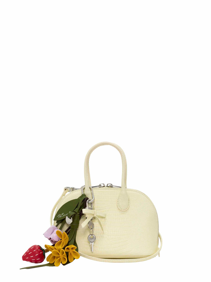 Self-Portrait Lizard-Embossed Leather Shoulder Bag — Yellow