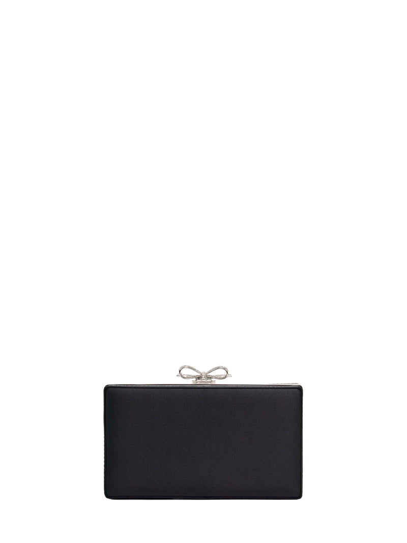 Self-Portrait Crystal-Embellished Clutch — Silver Polyester