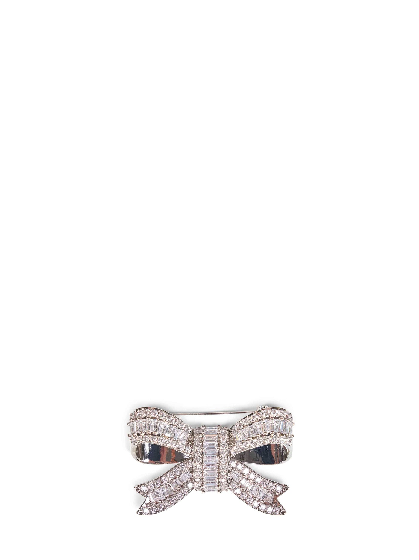 Self-Portrait Crystal-Embellished Bow Brooch — Silver Brass Brooches & Pins