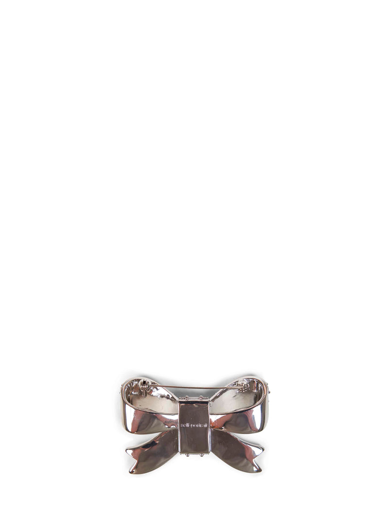 Self-Portrait Crystal-Embellished Bow Brooch — Silver Brass Brooches & Pins
