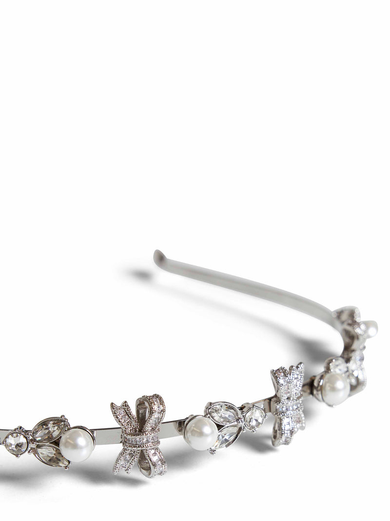 Self-Portrait Crystal-Embellished Metal Headband — Silver Brass Headbands