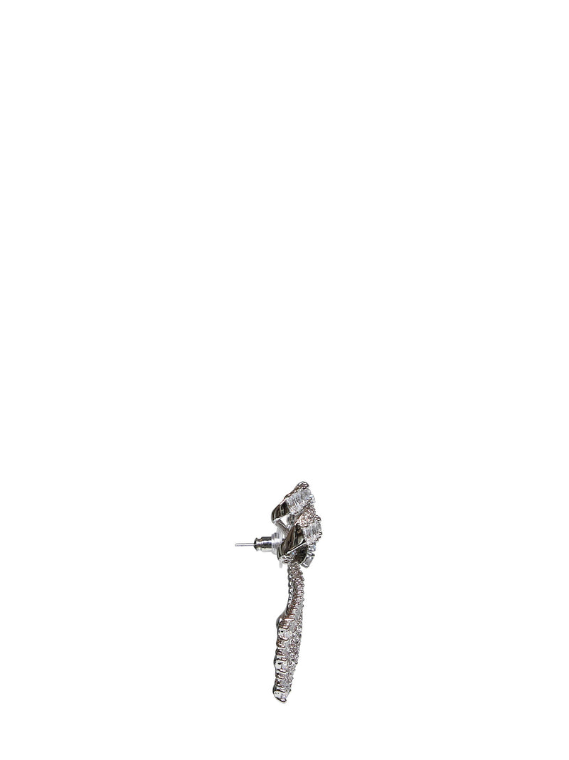 Self-Portrait Crystal Bow Earrings — Silver