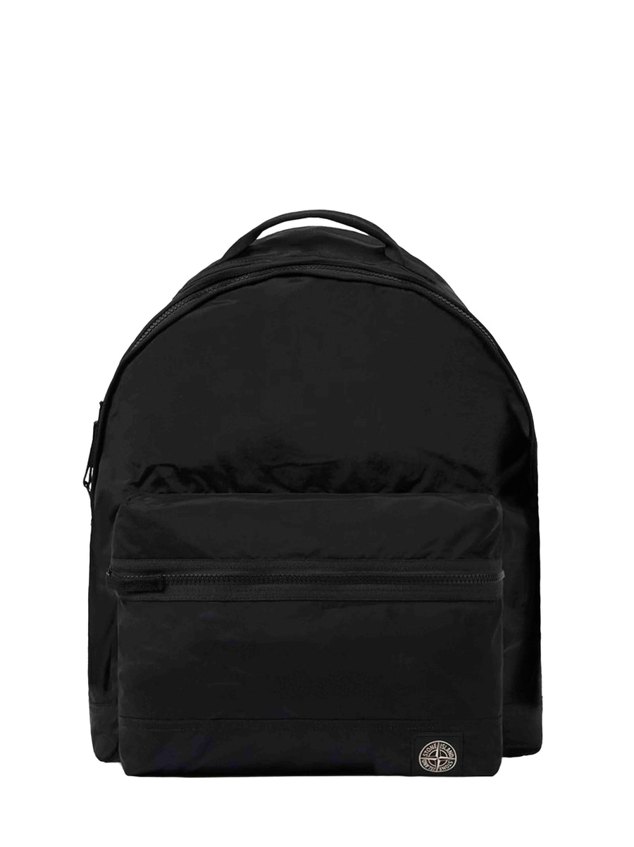 Stone Island Nylon With Metal-Trim Backpack — Black Resin