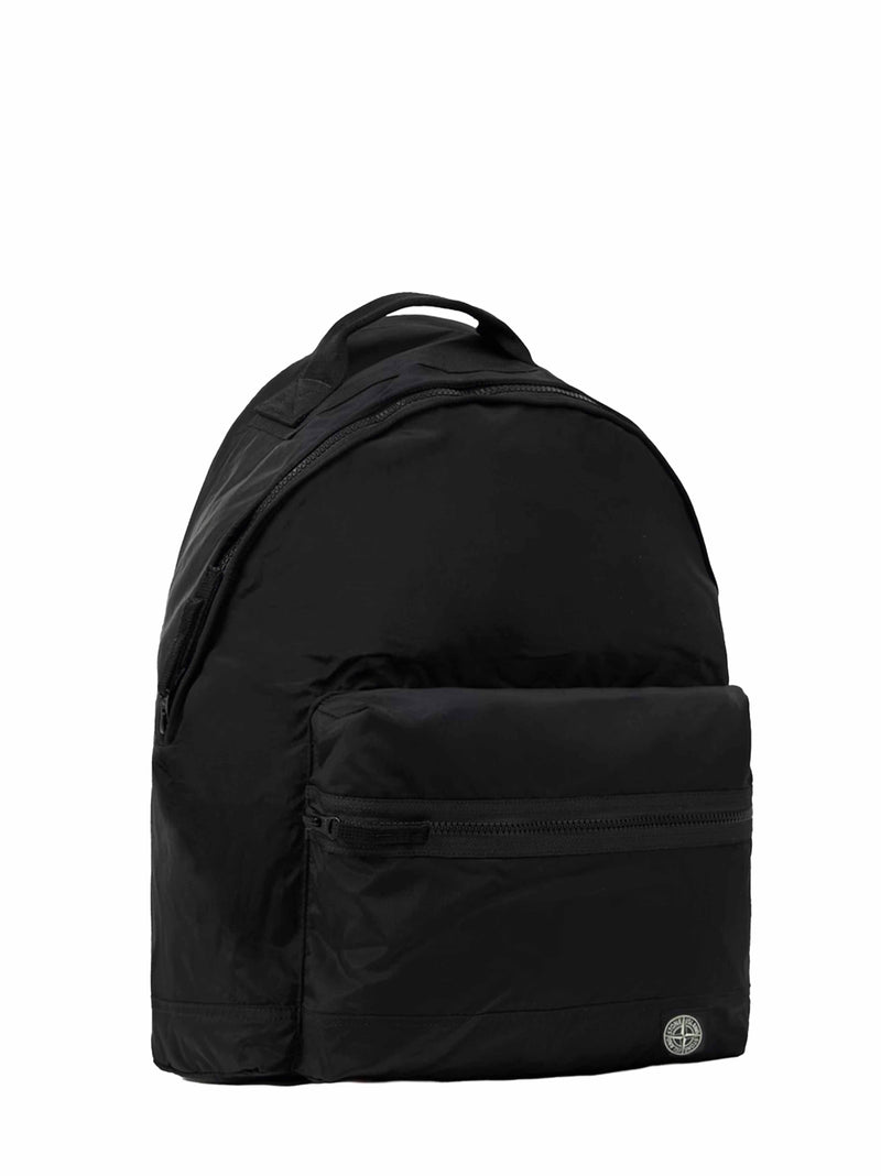 Stone Island Nylon With Metal-Trim Backpack — Black Resin