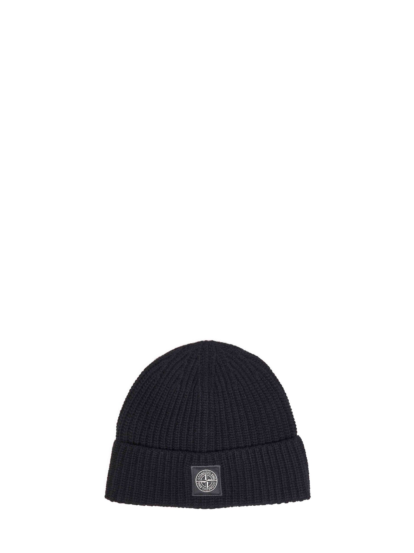 Stone Island L2s15n100012s00b4v0029 Ribbed Virgin Wool Beanie — Black Beanies