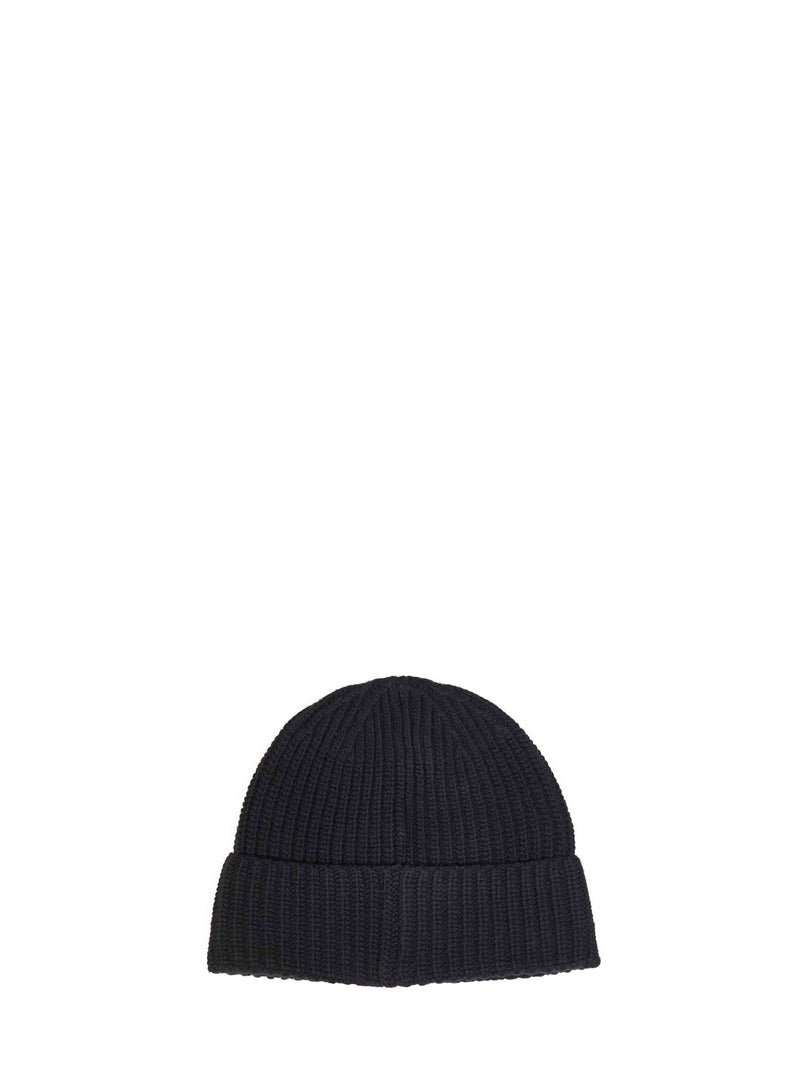 Stone Island L2s15n100012s00b4v0029 Ribbed Virgin Wool Beanie — Black Beanies
