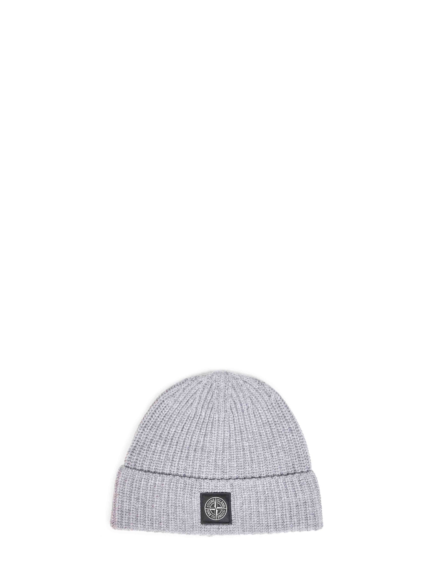 Stone Island L2s15n100012s00b4v0m60 Virgin Wool Ribbed Beanie — Gray Beanies