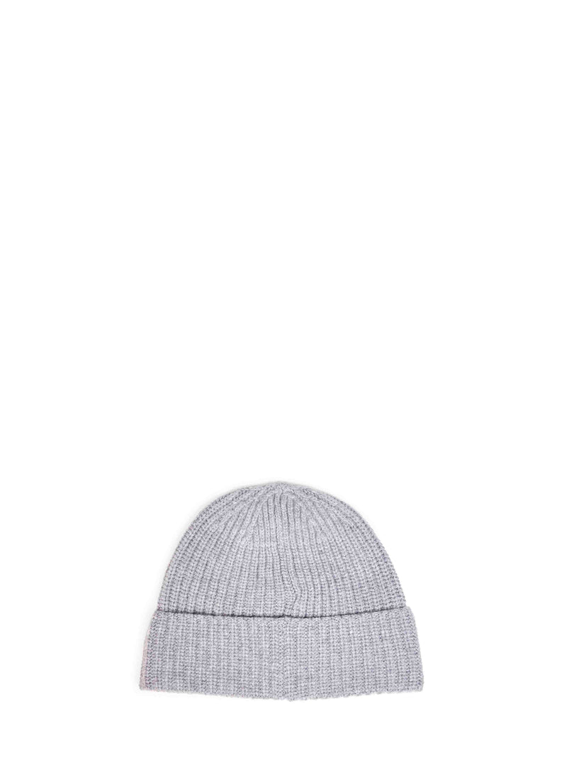 Stone Island L2s15n100012s00b4v0m60 Virgin Wool Ribbed Beanie — Gray Beanies