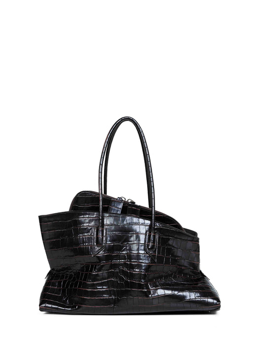 The Attico La Passeggiata Top Handle Bag — Brown Calf Leather