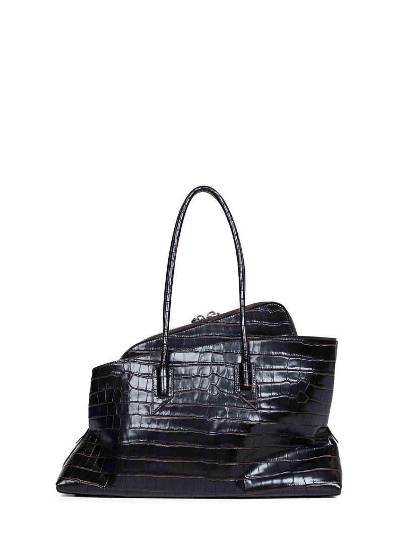 The Attico La Passeggiata Top Handle Bag — Brown Calf Leather