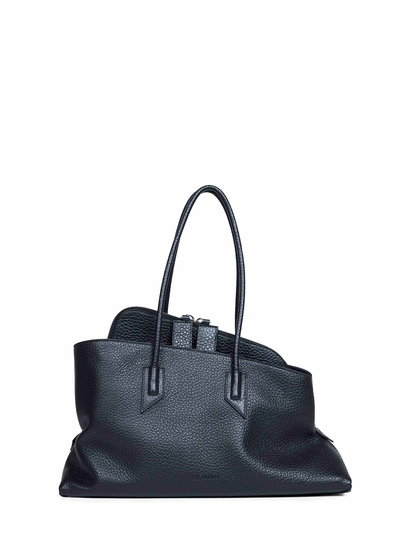The Attico La Passeggiata Top Handle Bag — Black Calf Leather