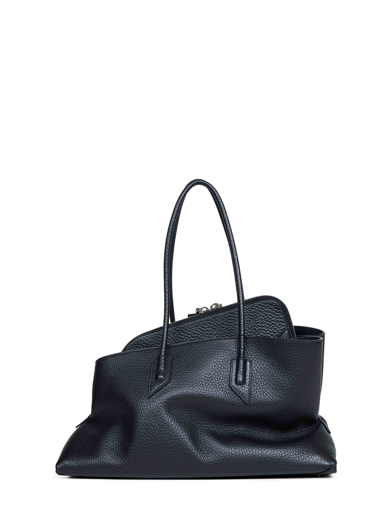 The Attico La Passeggiata Top Handle Bag — Black Calf Leather
