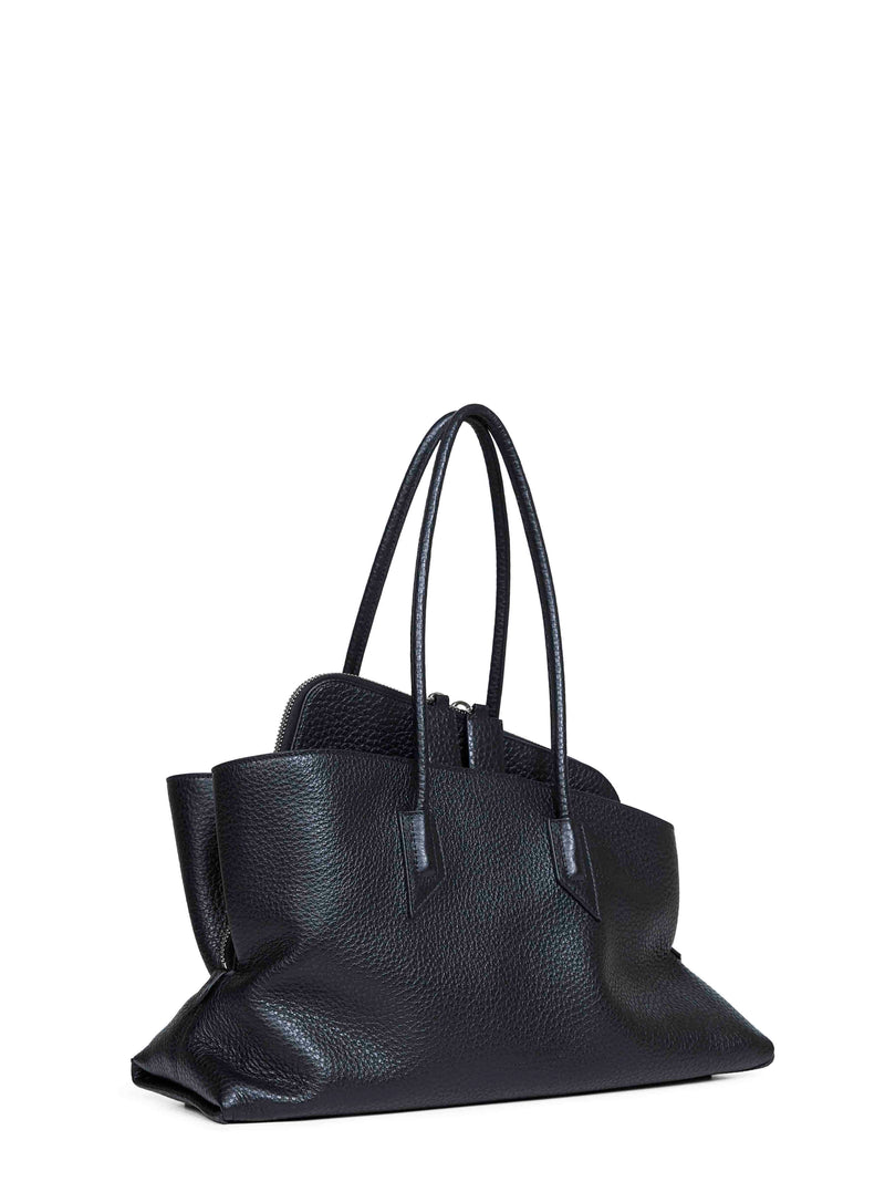 The Attico La Passeggiata Top Handle Bag — Black Calf Leather