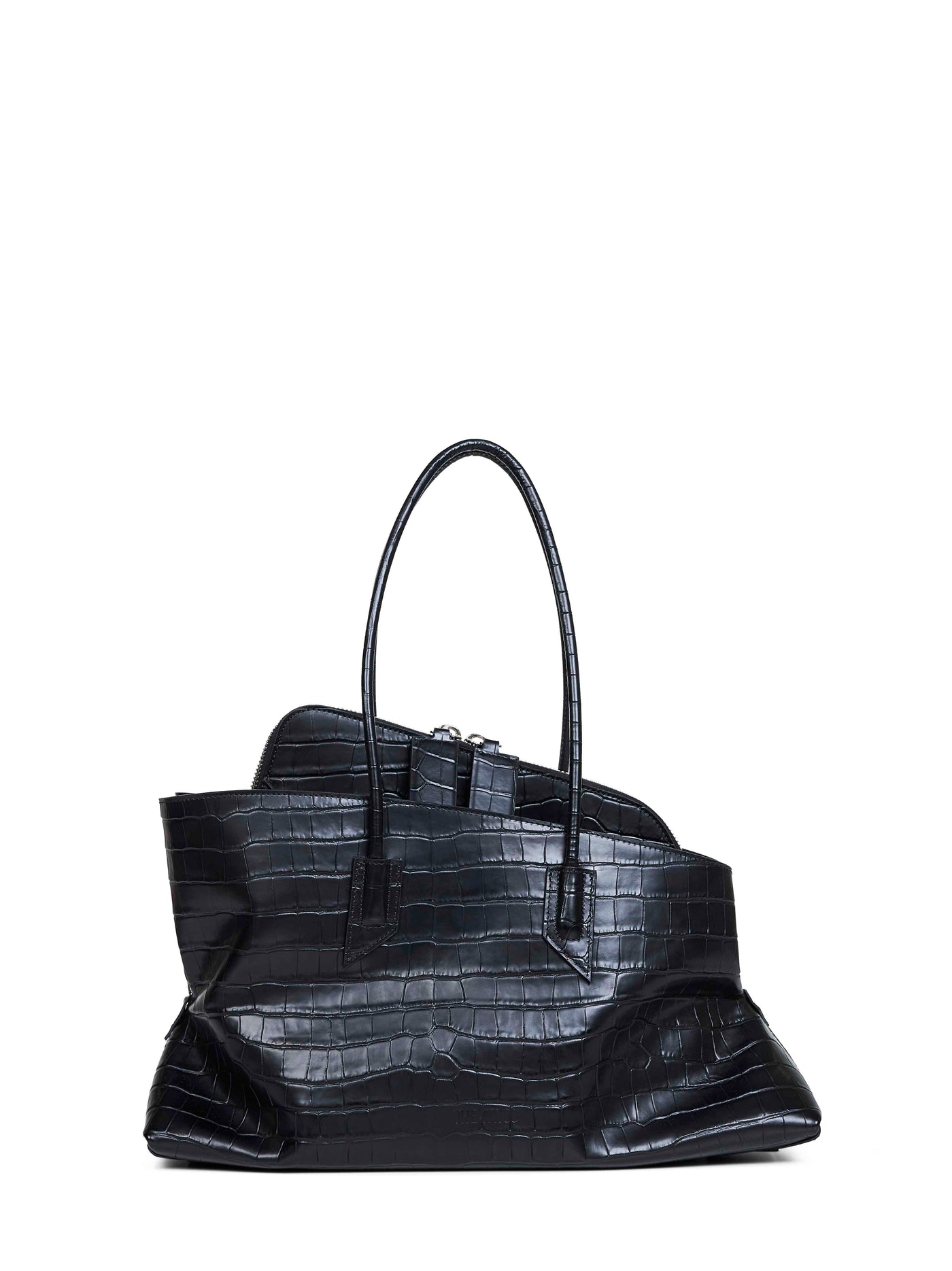The Attico La Passeggiata Top Handle Bag — Black Calf Leather
