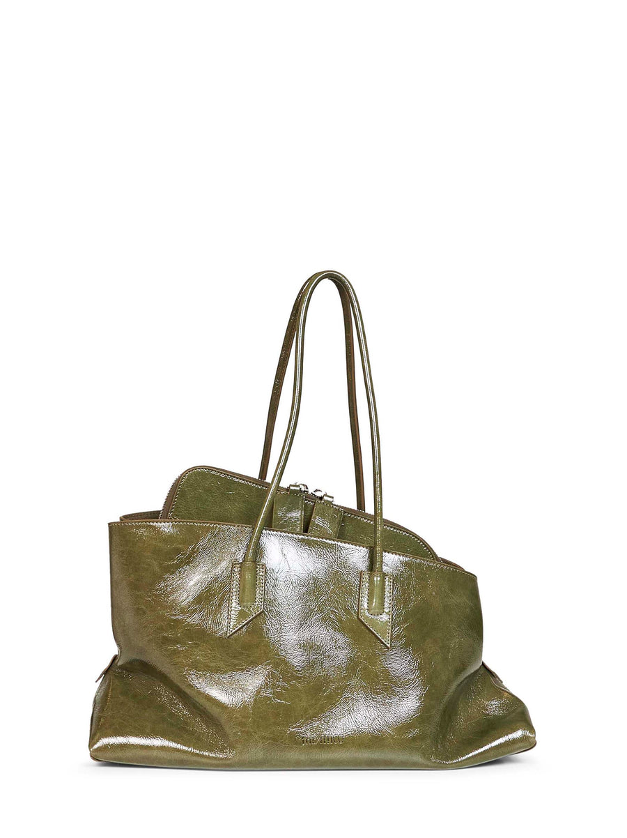 The Attico La Passeggiata Top Handle Bag — Green Calf Leather