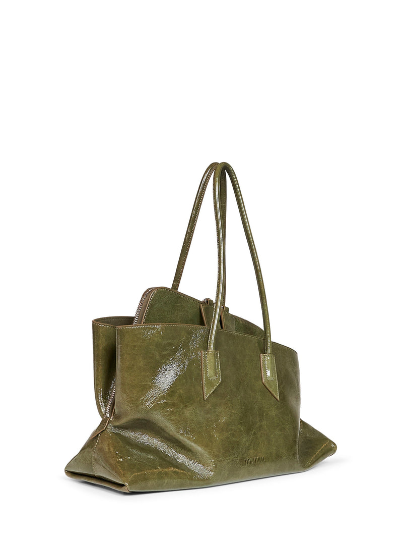 The Attico La Passeggiata Top Handle Bag — Green Calf Leather