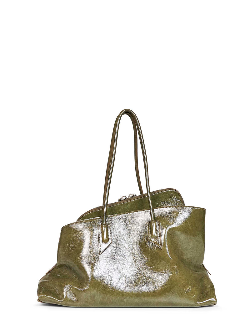 The Attico La Passeggiata Top Handle Bag — Green Calf Leather