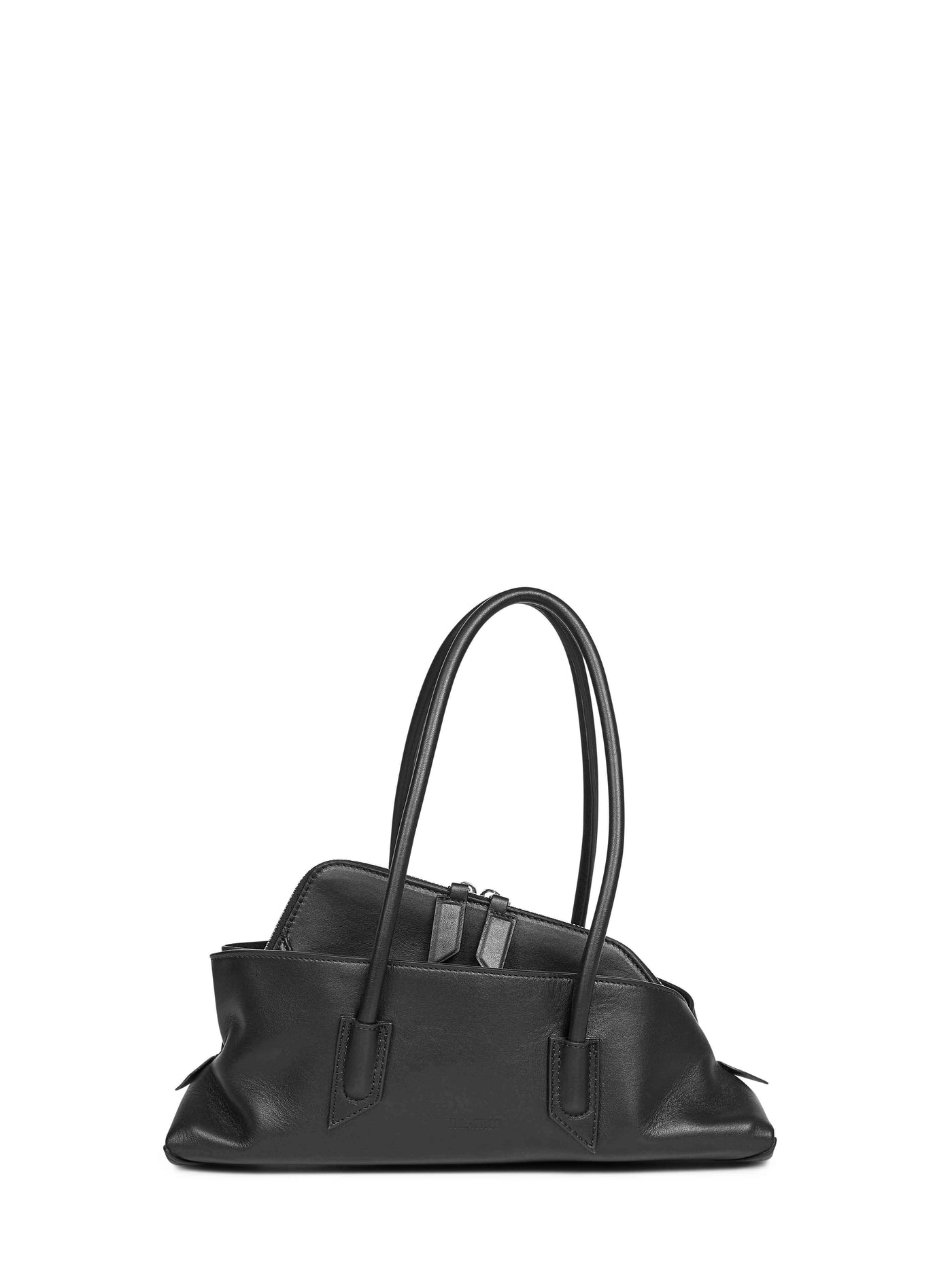 The Attico La Passeggiata Top Handle Bag — Black Alligator Leather
