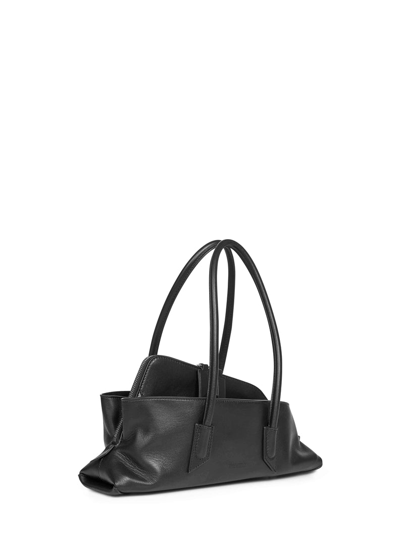 The Attico La Passeggiata Top Handle Bag — Black Alligator Leather