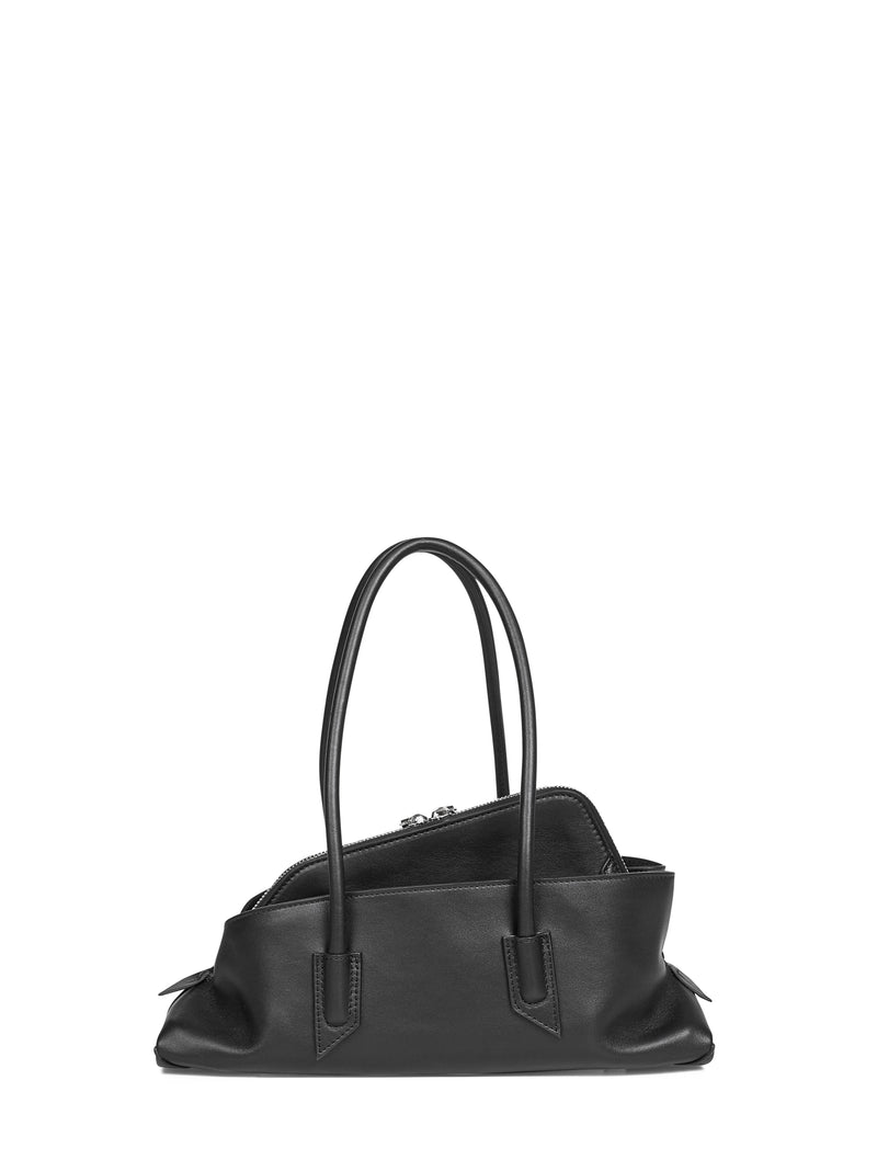 The Attico La Passeggiata Top Handle Bag — Black Alligator Leather