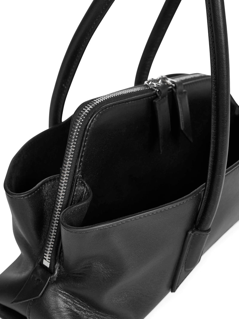 The Attico La Passeggiata Top Handle Bag — Black Alligator Leather
