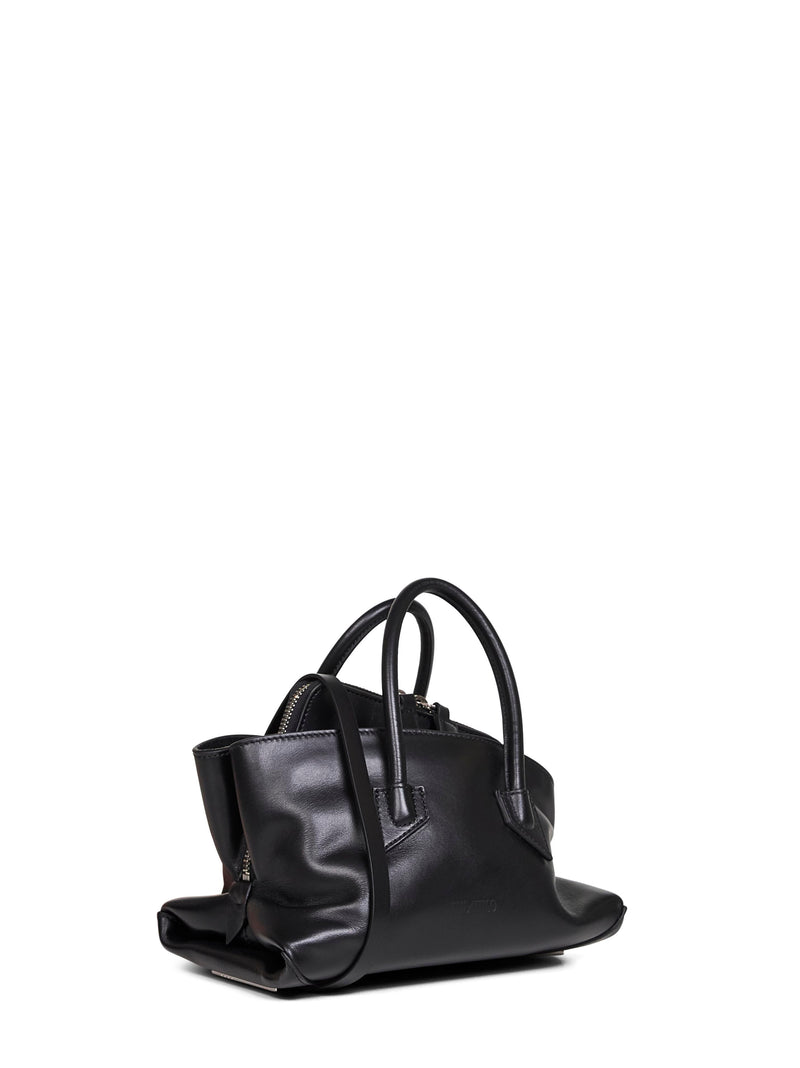 The Attico Top Handle Bag — Black Calf Leather (bos Taurus)