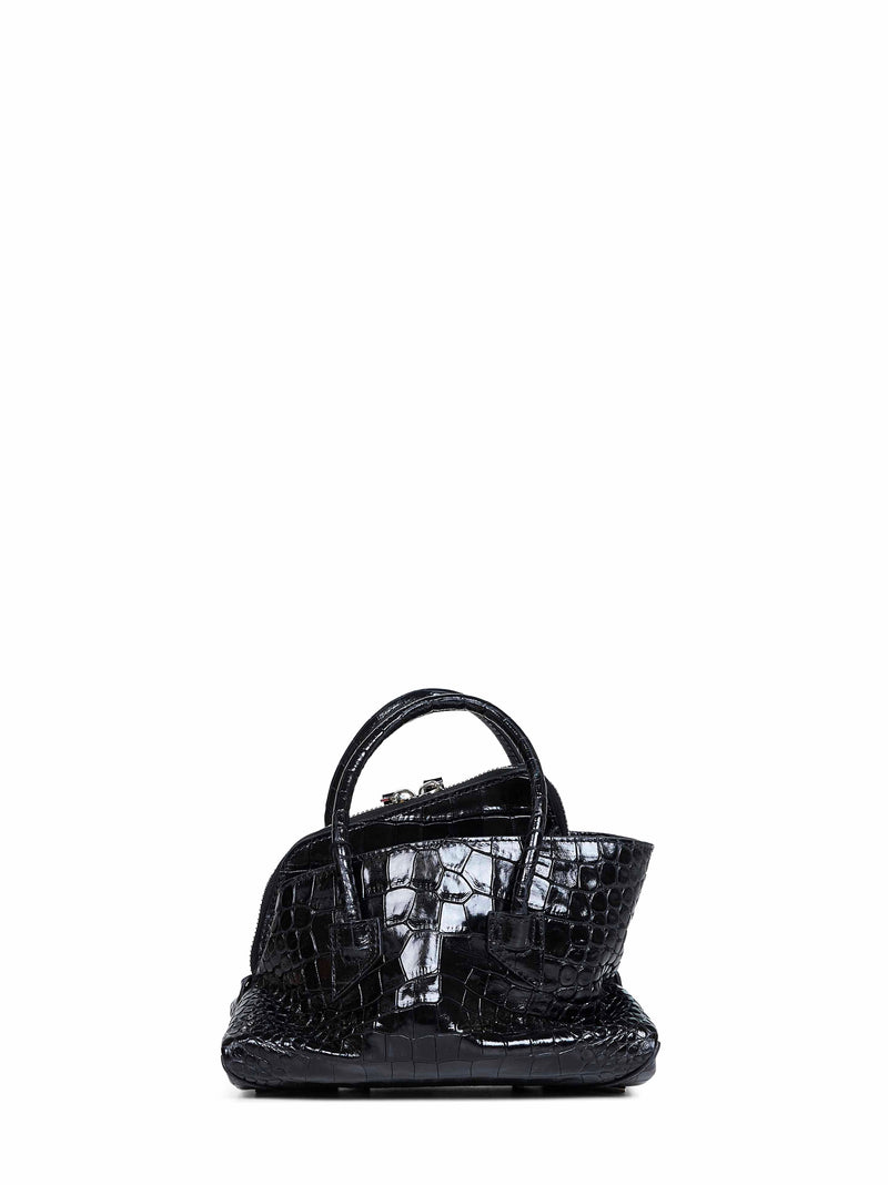 The Attico Top Handle Bag — Black Calf Leather (bos Taurus)