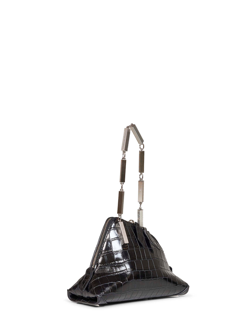 The Attico La Scala Clutch — Black Calf Leather