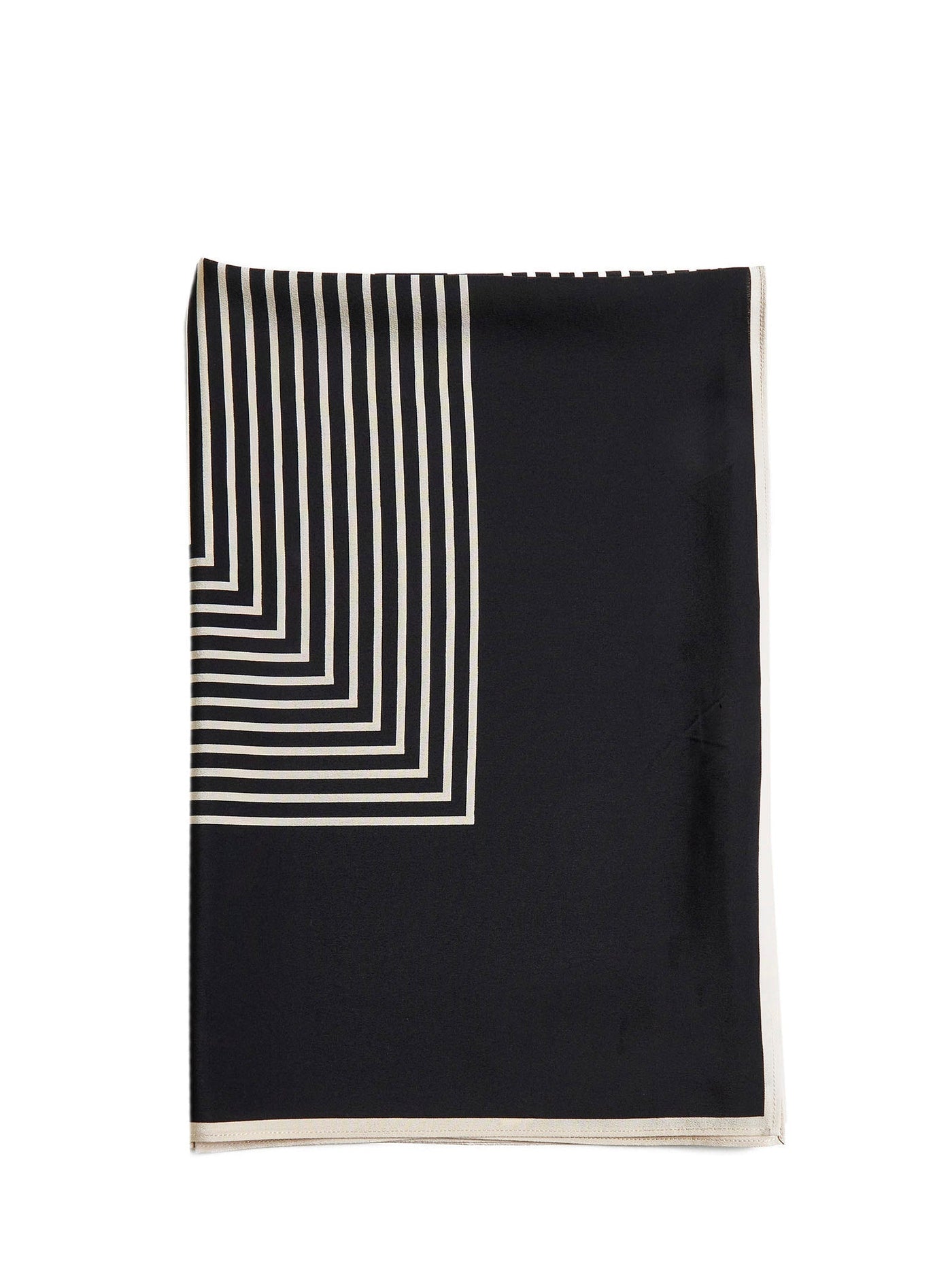 Toteme Striped Silk Crêpe Scarf — Black Scarfs