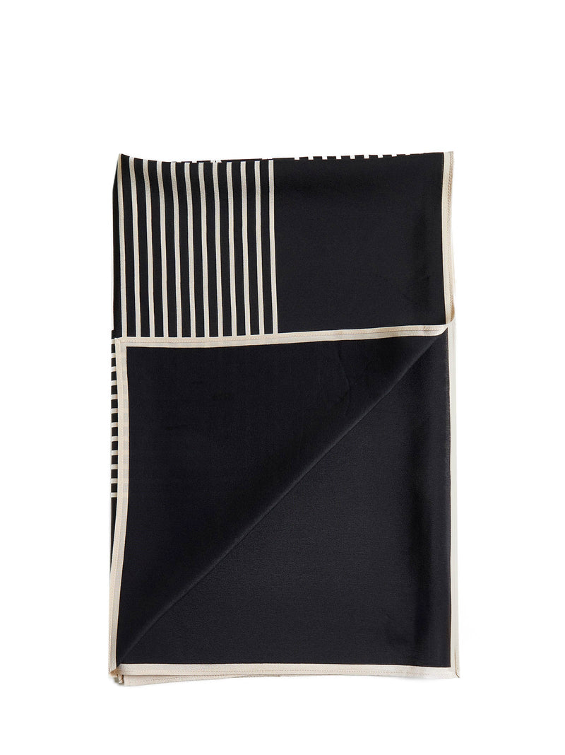 Toteme Striped Silk Crêpe Scarf — Black Scarfs