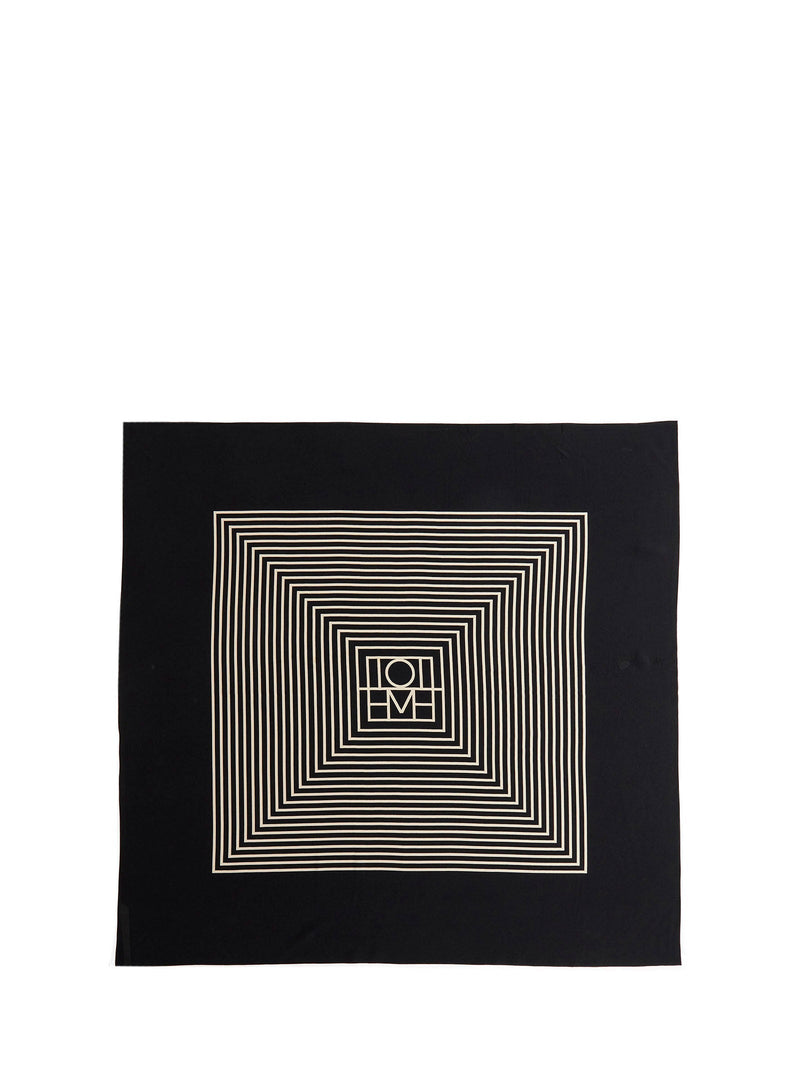 Toteme Striped Silk Crêpe Scarf — Black Scarfs
